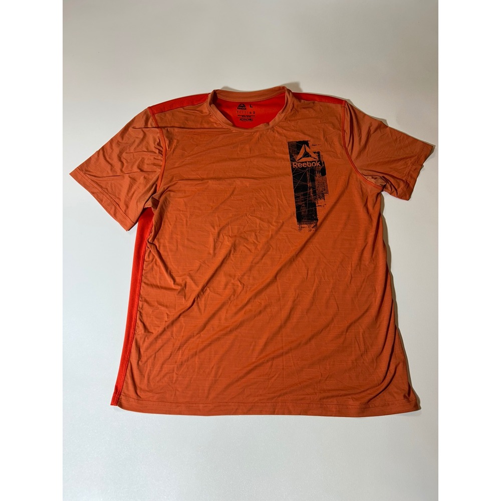 Reebok Activchill T-Shirt Mens L Orange Good Graphic Athletic Performance Tee